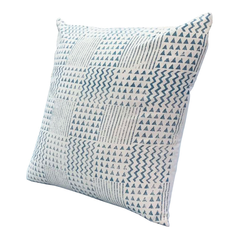 18 x 18 Handcrafted Square Cotton Accent Throw Pillow, Blue, White image number 7