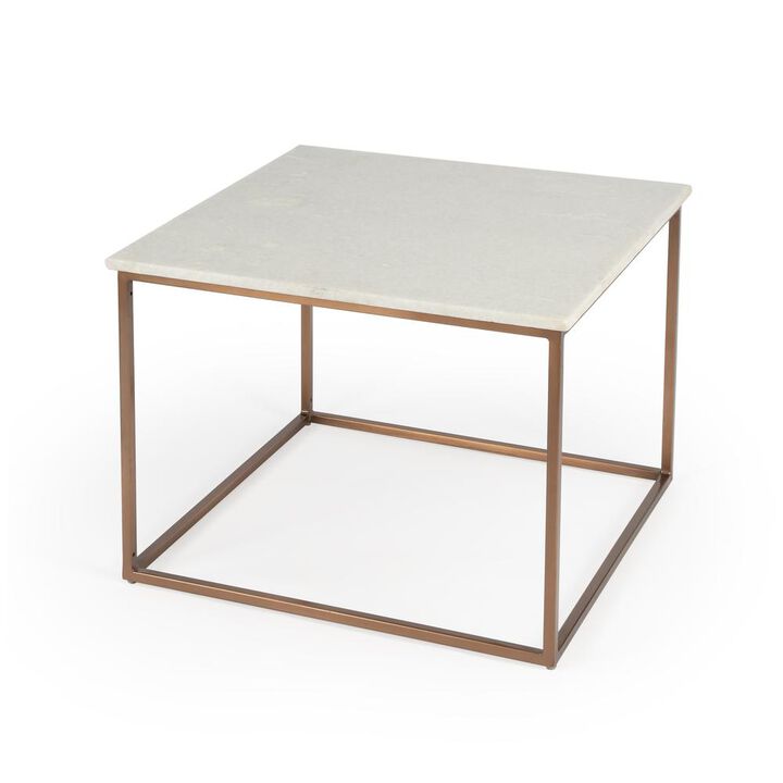Butler Specialty Holland Marble & Metal Coffee Table, Gold, White