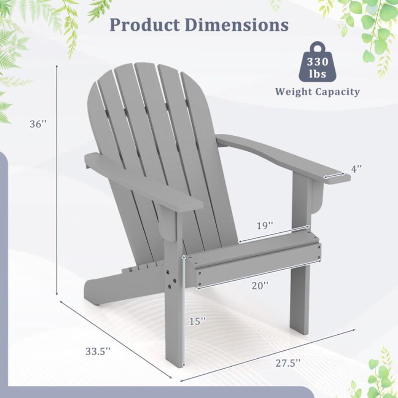 Hivvago Acacia Wood Lounge Patio Adirondack Chair with Inclined Seat