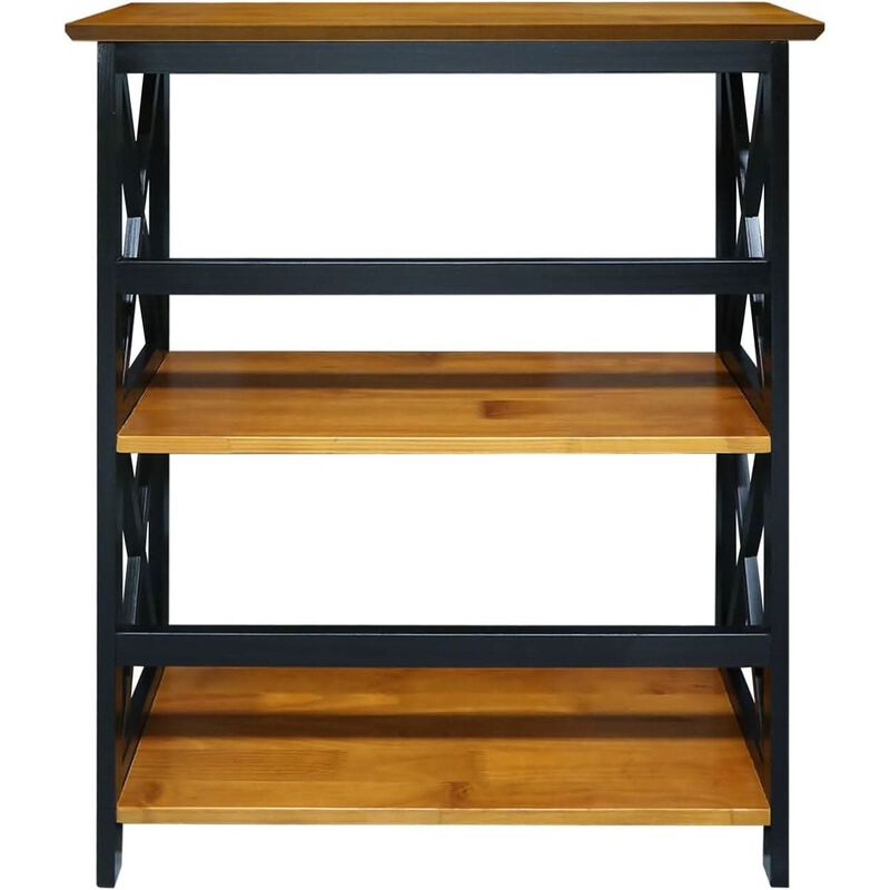 Shelf Bookcase Antique Walnut Black - Three-Shelf X Design image number 3