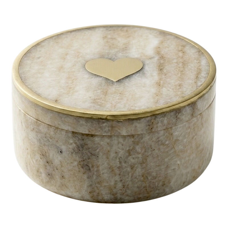 4" Round Box W/Heart Brass image number 0