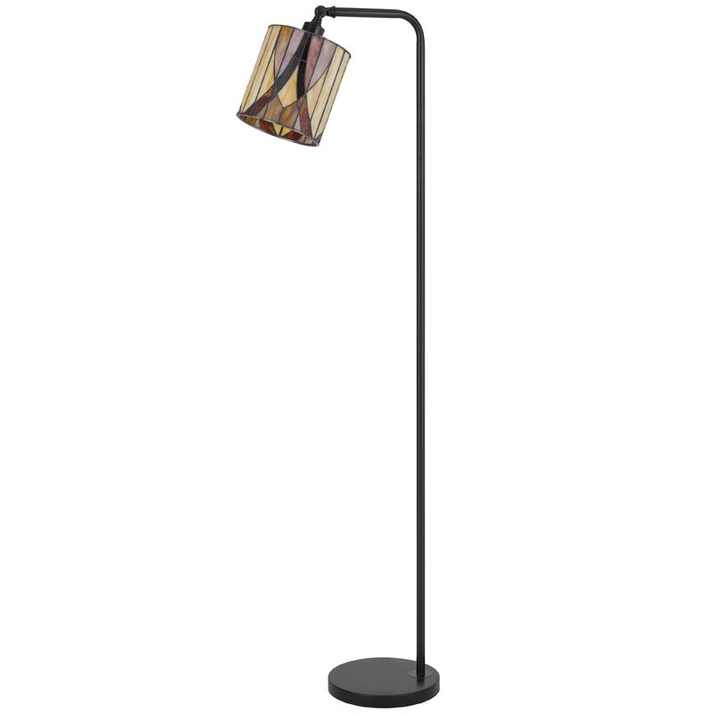 Tiffany Glass Floor Lamp with Adjustable Head, 58 Inch Black, Natural Tones image number 2