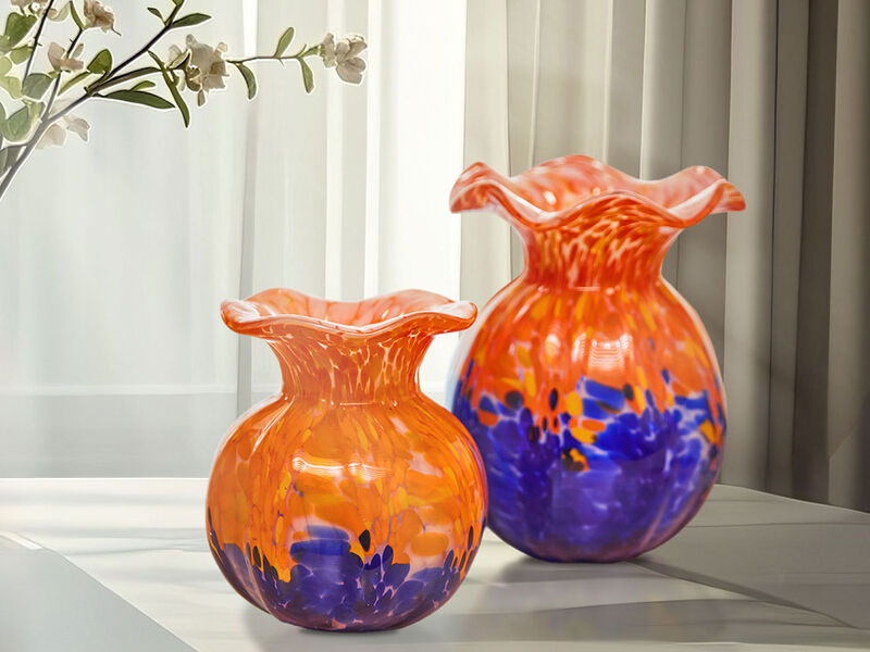 Hand Blown Multicolor Confetti Art Glass Bubble Bud Flower Vase