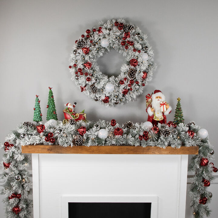 9' x 12&rsquo; Pre-Lit Snowy Bristle Pine Artificial Christmas Garland  Clear Lights