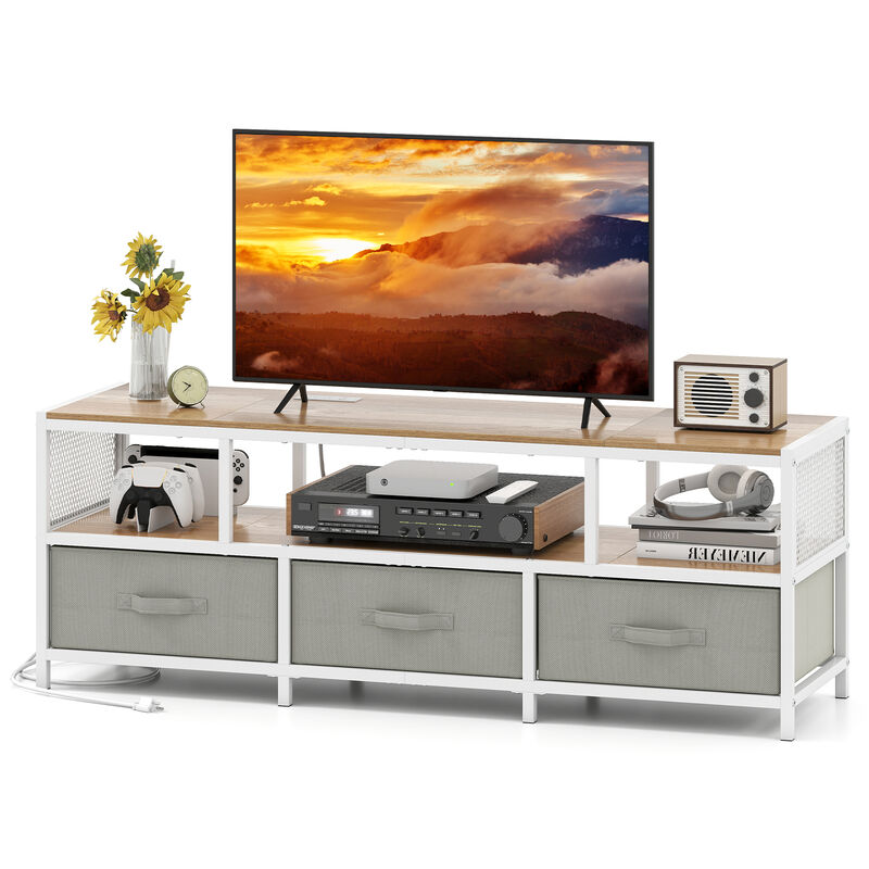 TV Stand with Power Outlets and USB Charging for Functional Design