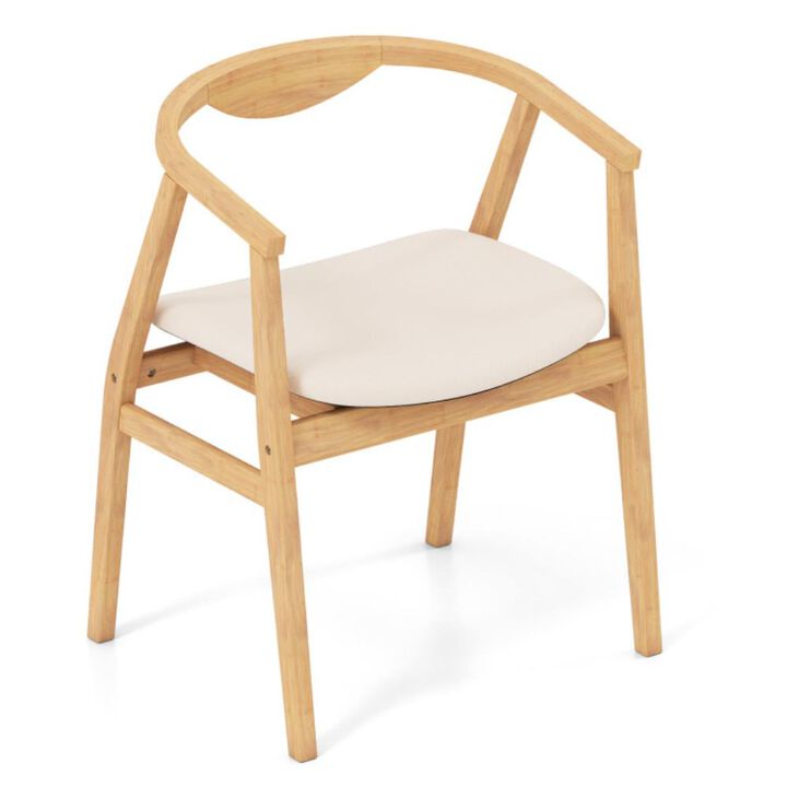 Bamboo Accent Chair with Armrest and Curved Backrest