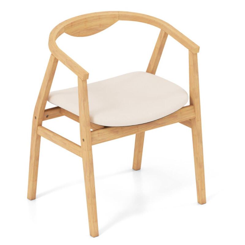 Bamboo Accent Chair with Armrest and Curved Backrest image number 0