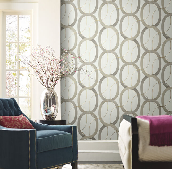 Interlock Light Taupe Peel & Stick Wallpaper