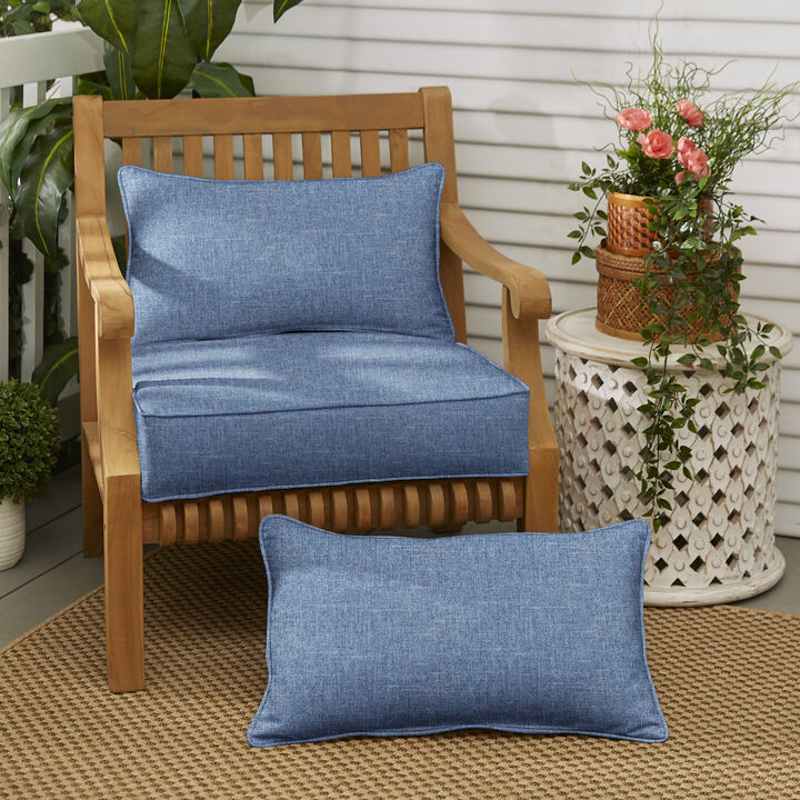 Set of 2 Blue Jean Rectangular Indoor and Outdoor Lumbar Pillow  20-Inch
