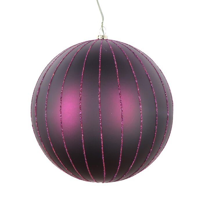 Vickerman 6" Plum Matte Glitter Ball Christmas Ornament. Includes 2 Pieces per Bag.