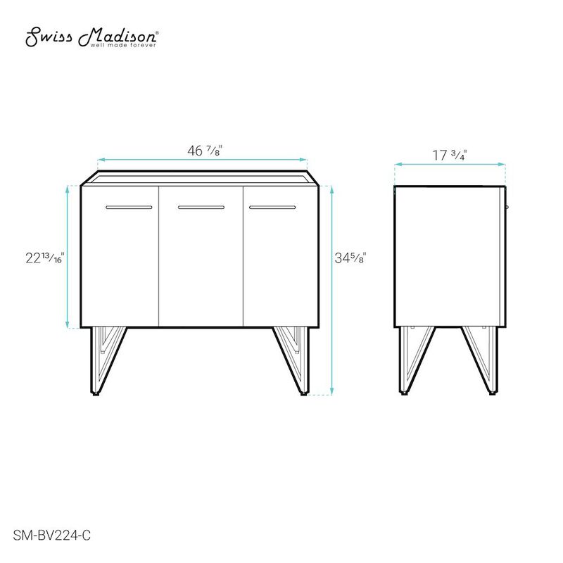 Annecy 48 Black Walnut Bathroom Vanity Cabinet Only (SM-BV224) image number 5