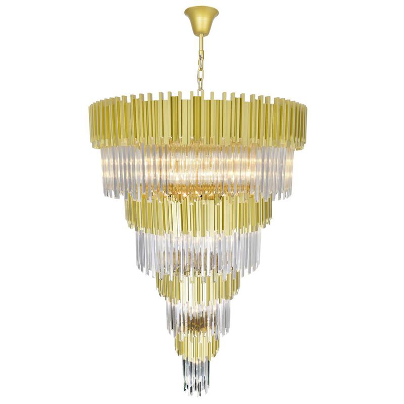 CWI Lighting Deco 34 Light Down Chandelier With Medallion Gold Finish