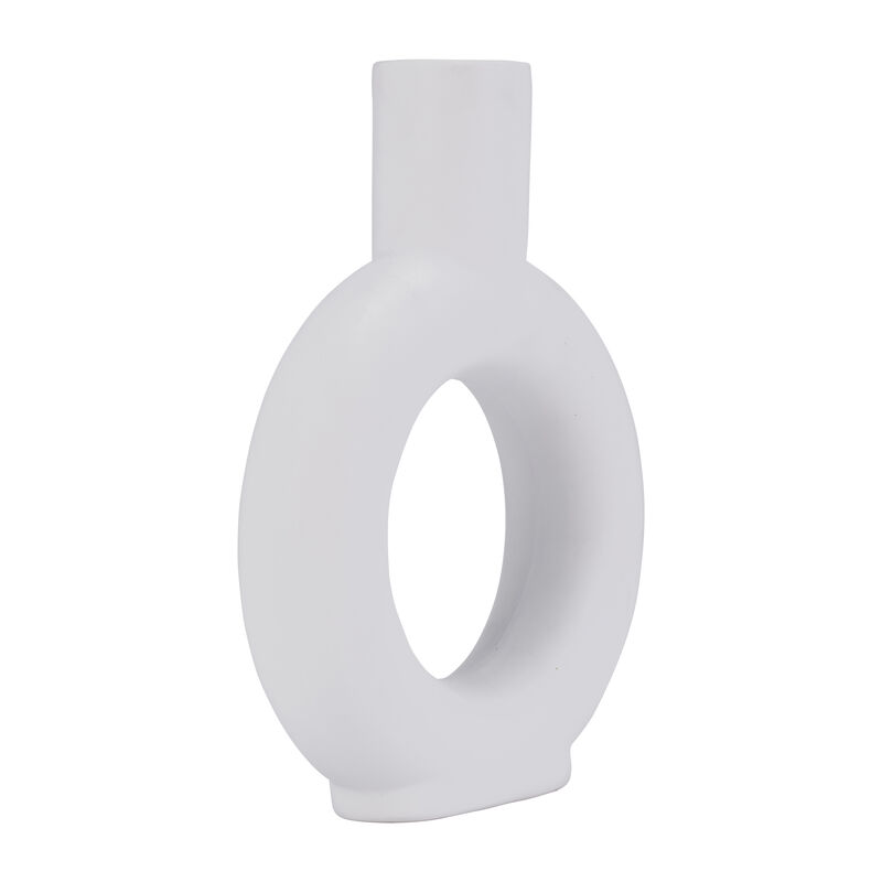 9" White Circle Cut-Out Vase
