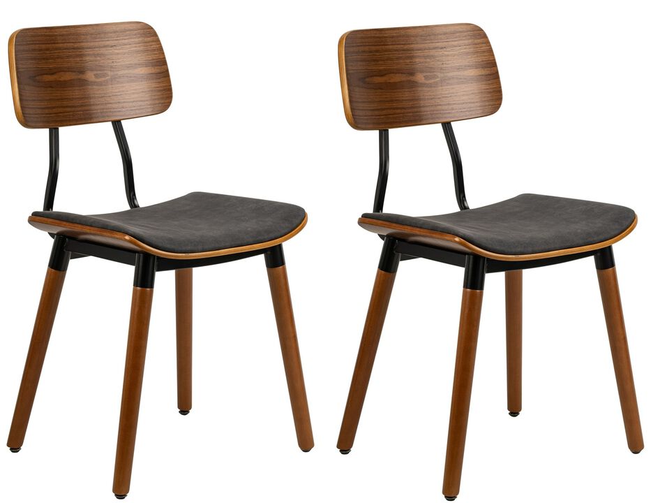 VICTORIA Set of 2 Wood and Faux Leather Dining Chairs