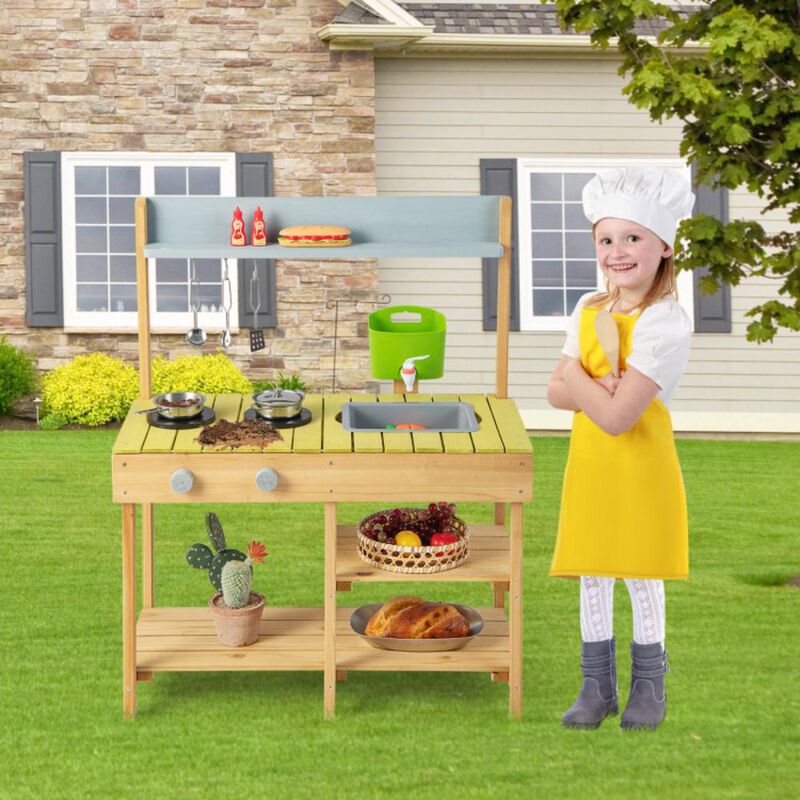 Hivvago Backyard Pretend Play Toy Kitchen with Stove Top