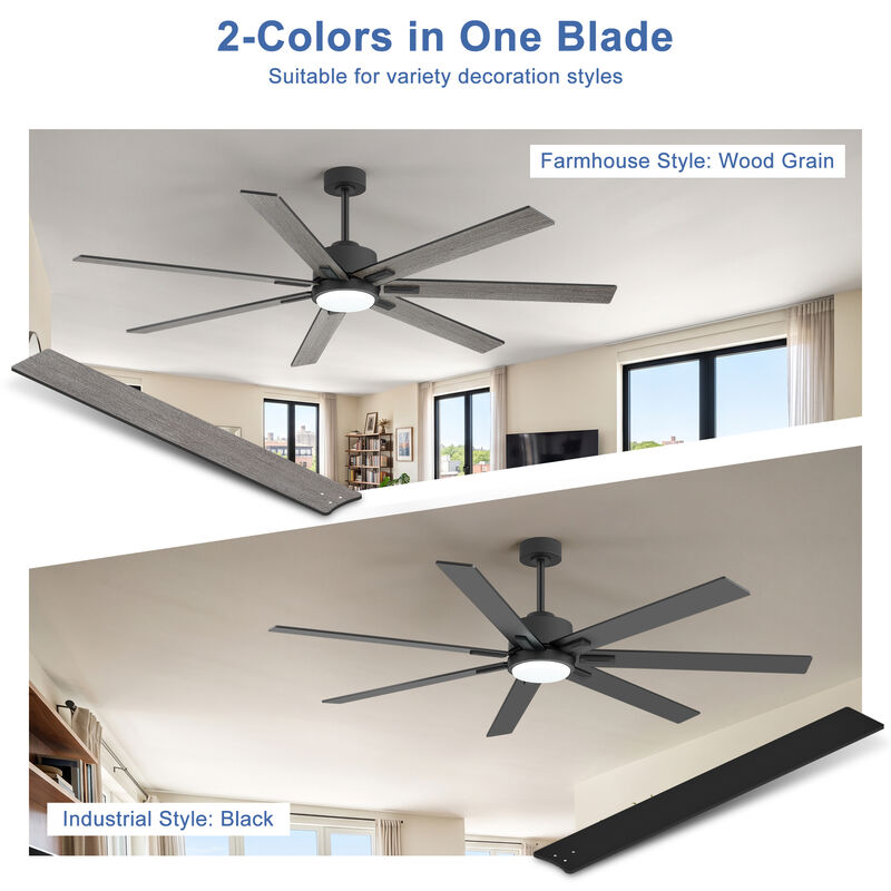 Breezary 72 in Ceiling Fan with Light, 7 Plywood Blades, Dimmable PMMA Shade, Quiet Reversible DC Motor image number 3