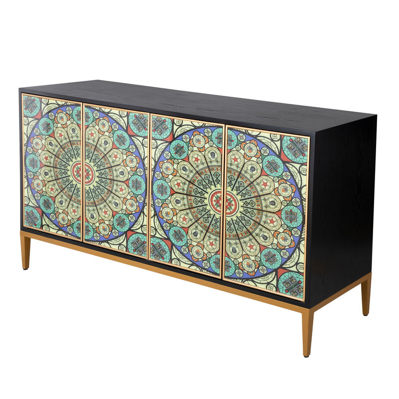 Pasargad Home Solani 4-Door Sideboard with Push-to-Open Credenza image number 1