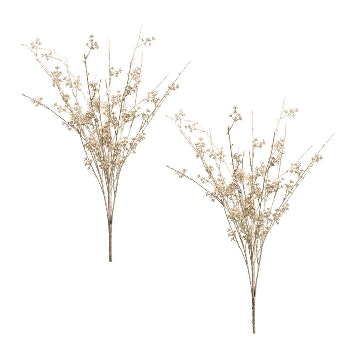 Set of 2 Faux Beaded Iced Berry Sprays for Festive Centerpieces or Seasonal Displays