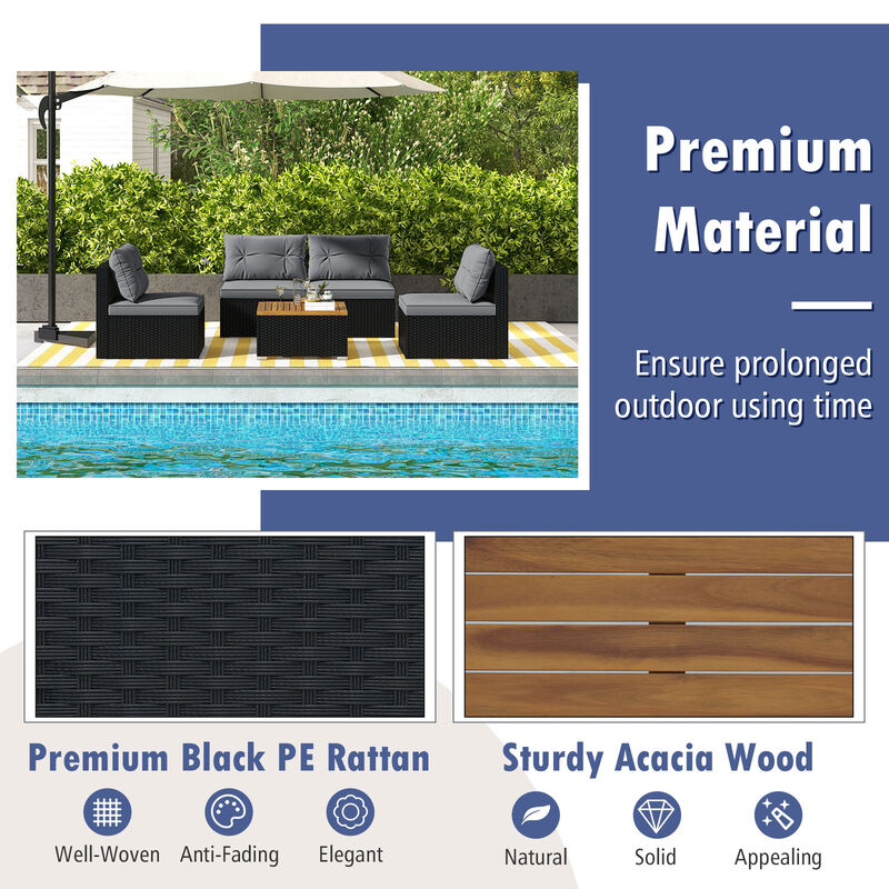 Outdoor 5-Piece Patio Set with Cushioned Seats and Solid Tabletop image number 6