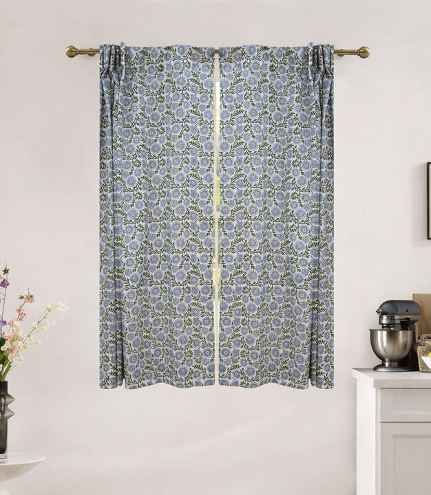 Fabdivine Handmade Floral Drape Soft Semi Sheer Linen 54x57 Inch Curtain for Rustic Farmhouse, Rajat