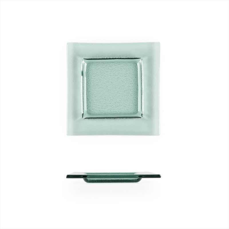 Turgla Fusion Glass 6" x 6" Square Transparent Green Glass Plate (Set of 4) image number 4