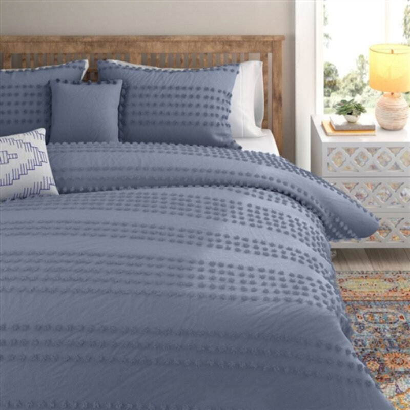 100% Cotton 5-Piece Clip Dot Boho Comforter Set &ndash; Cozy, Textured Bedding for a Chic Room
