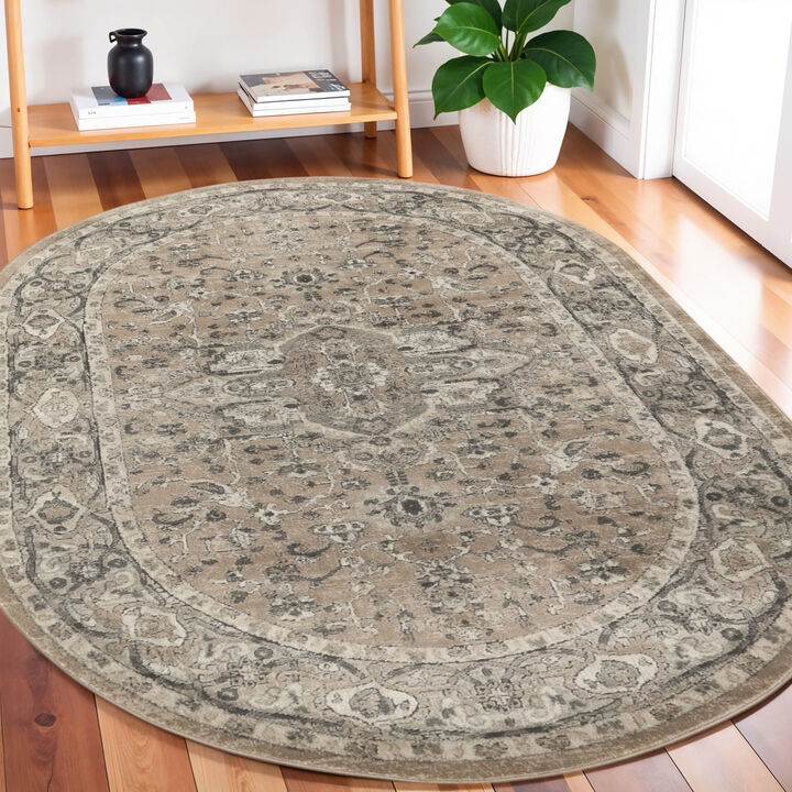 HomeRoots Medallion Power Loom Distressed Area Rug