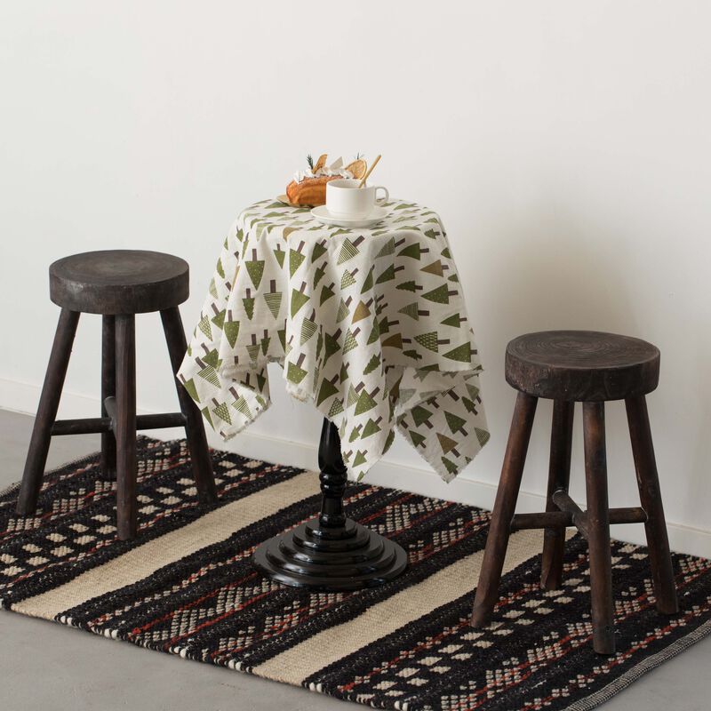 Antique Round Wooden Chair Log Cabin Stools Set of 2