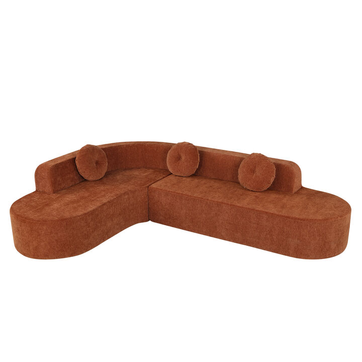 Whisen 122" Extra Large L-Shaped Sectional Sofa, Chenille Fabric with High-Resilience Foam for Living Room