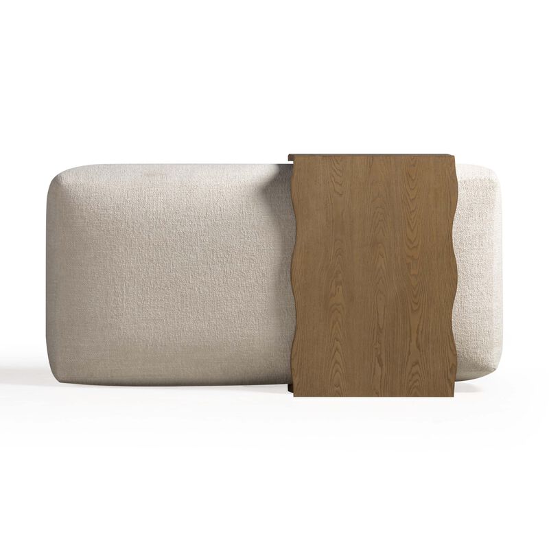 Tov Furniture Spencer Performance Basketweave Ottoman with Bridge Table (Cream) image number 6