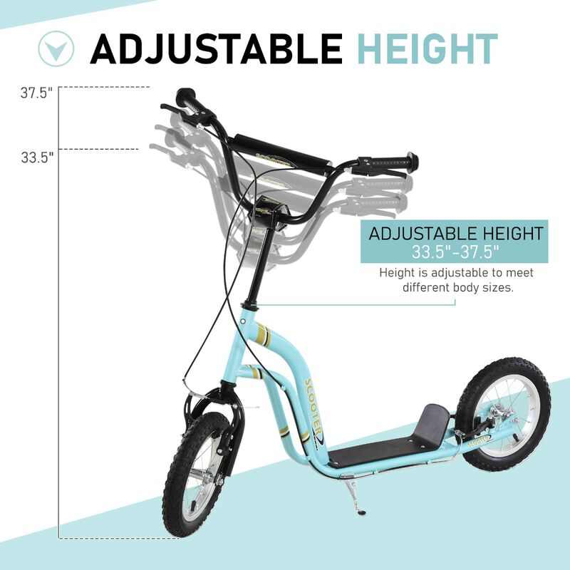 BreeBe Youth Scooter Front and Rear Caliper Dual Brakes 12-Inch Inflatable Front Wheel Ride On Toy image number 3