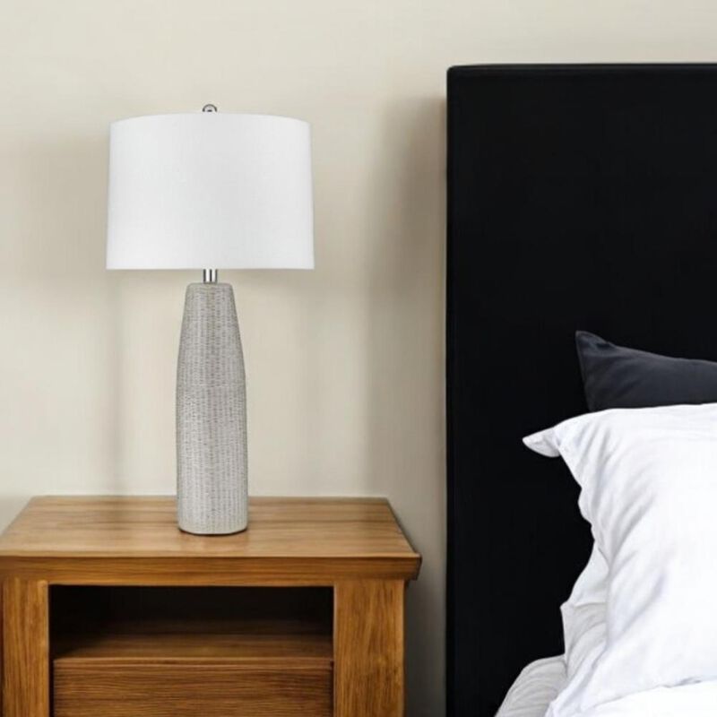 Hivvago 33" Light Gray Ceramic Table Lamp With White Drum Shade