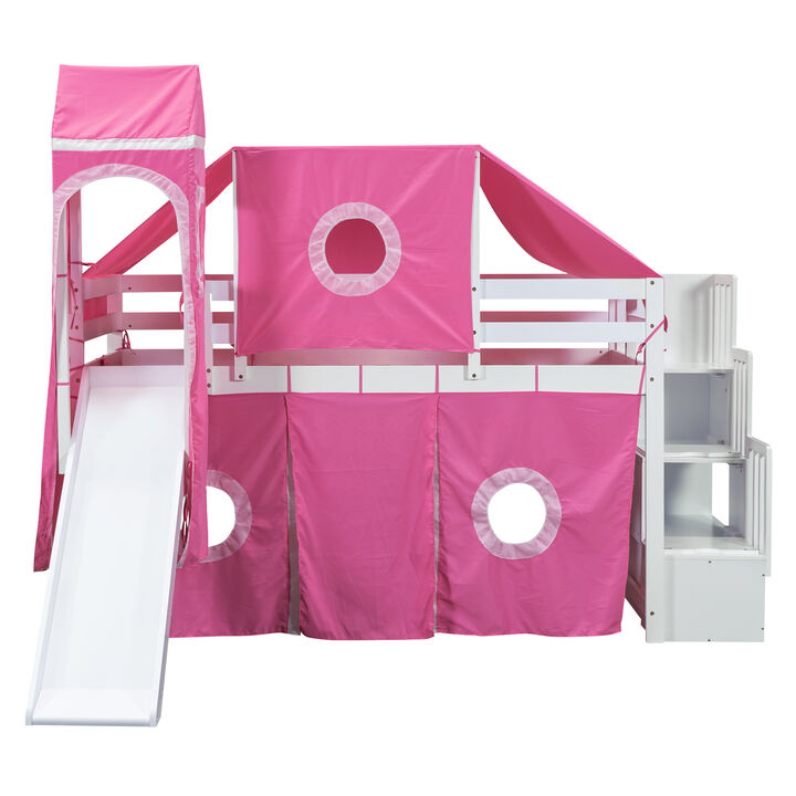 Merax Loft Bed with Tent and Tower