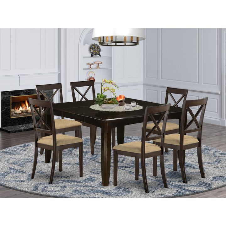 7 Pc Dining room set-Table with Leaf and 6 Kitchen Chairs.