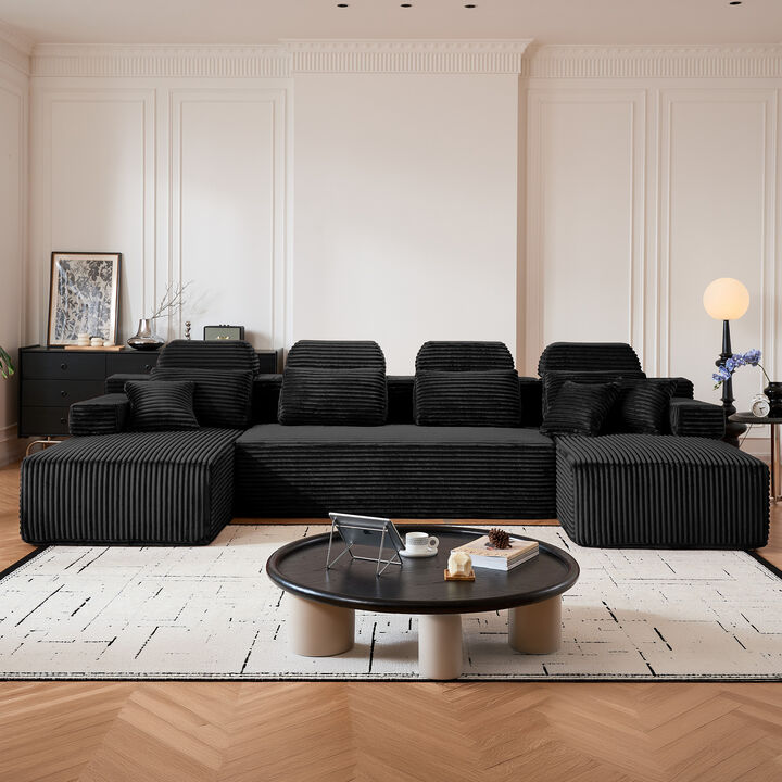 Tert U Shaped Corduroy Sectional Sofa