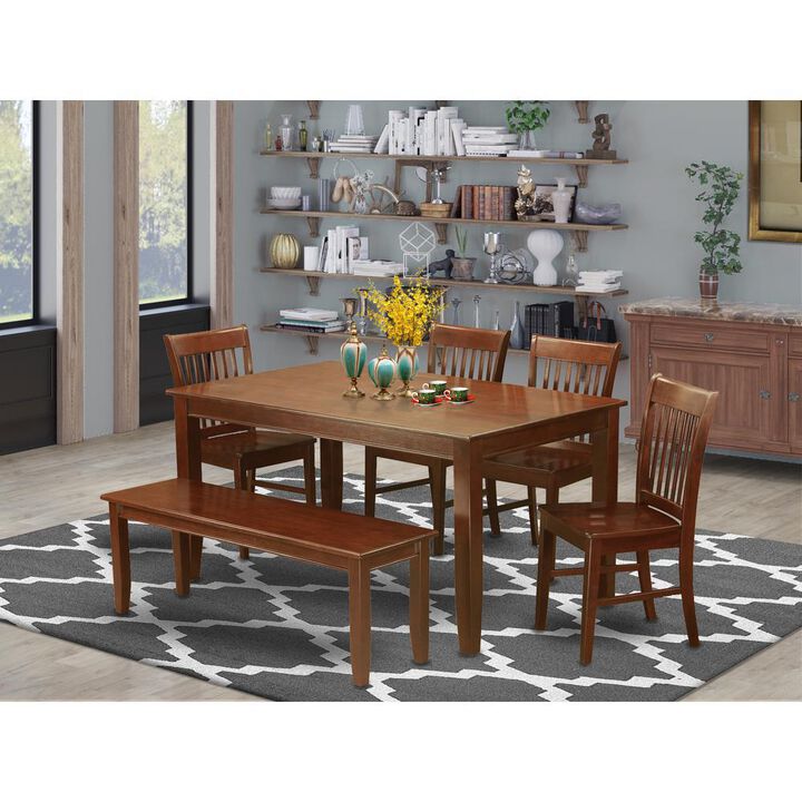 6 Pc Dining room set with bench set-Table and 4 Dining Chairs and Bench