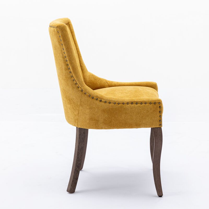 Whisen 2-Piece 22.8inch Upholstered Dining Chairs, Thickened Fabric Solid Wood Legs Bronze Nailhead for Kitchen Dining Room image number 6