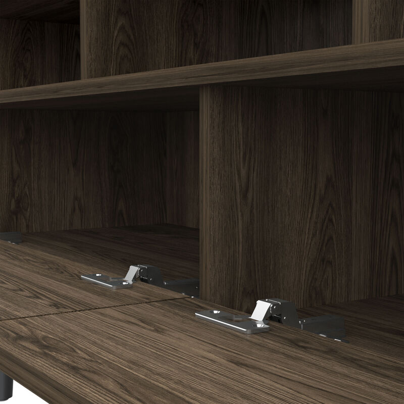 DEPOT E-SHOP Kobe Tv Stand for TV´s up 52", Three Open Shelves, Two Flexible Drawers, Dark Walnut