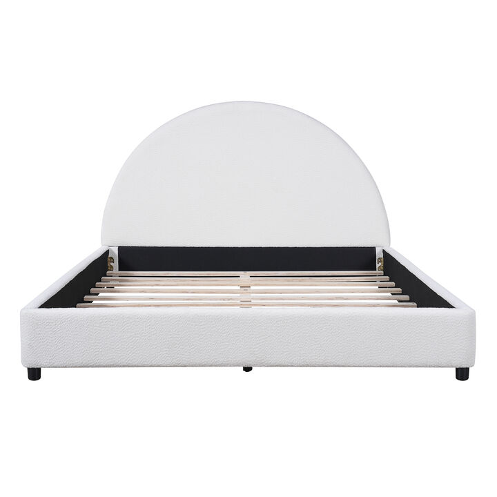 Christopher Knight Home Paxton Modern Boucle Upholstered Bed with Half-Round Curved Headboard