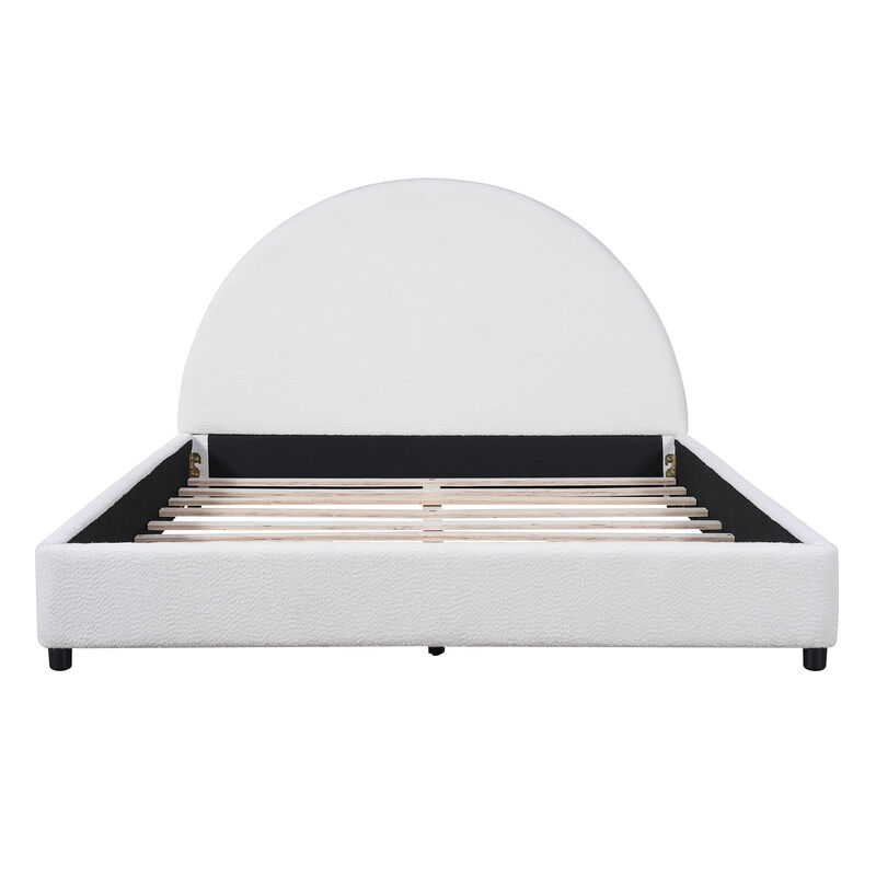 Christopher Knight Home Paxton Modern Boucle Upholstered Bed with Half-Round Curved Headboard image number 0
