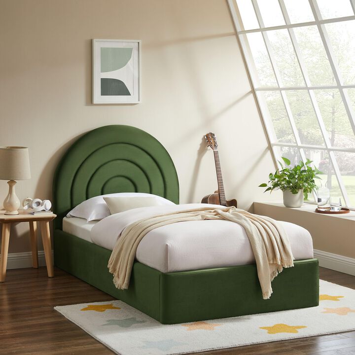 Solana Arched Performance Velvet Twin Platform Bed