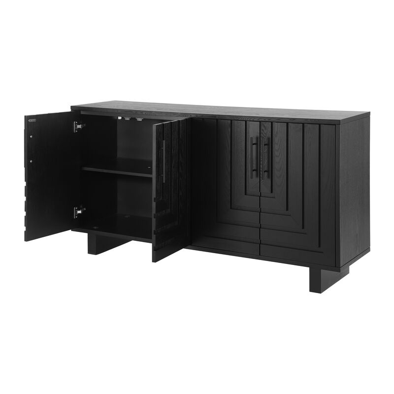Christopher Knight Home Bray 59" Modern Buffet Cabinet Sideboard with 4 Doors and Metal Handles