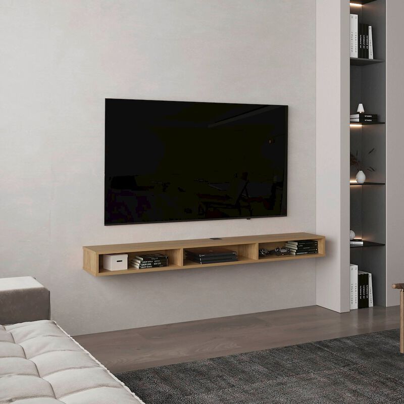 Northport Tv Stand, 3 Shelves, Natural Oak