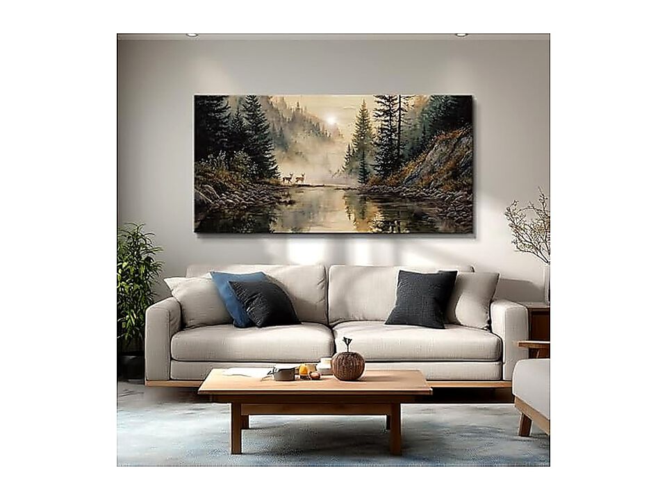 Canvas Wall Art Living Room Large Farmhouse Decor Rustic Bedroom Vintage Forest
