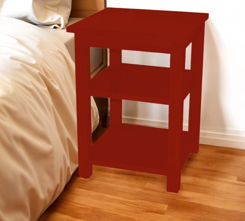 HomeRoots 28" Red Solid Wood Nightstand