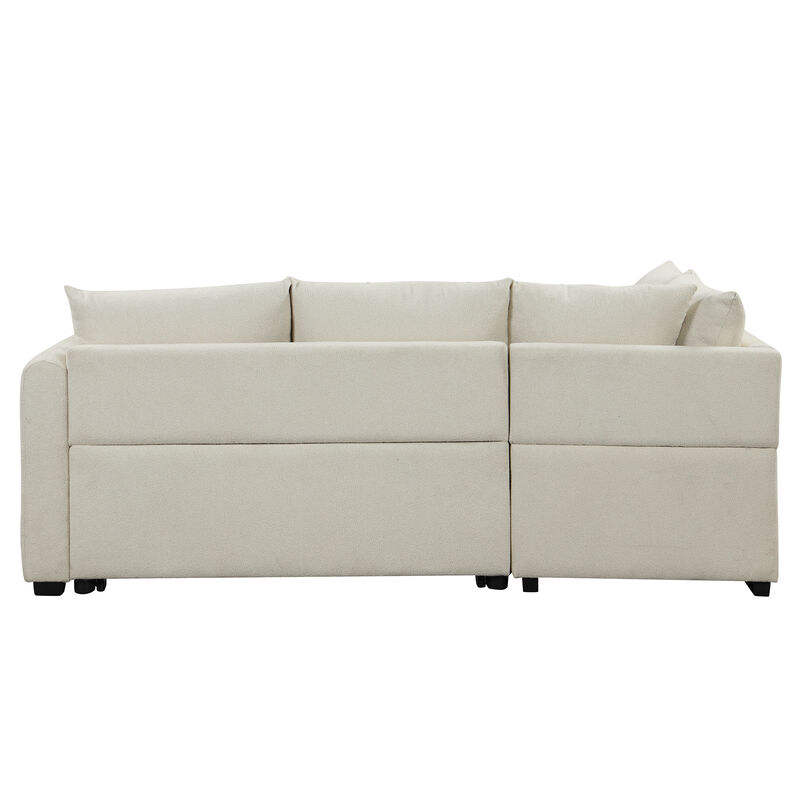 Merax L-shaped Sectional Pull Out Sofa Bed Sleeper Sofa with 2 USB Ports.