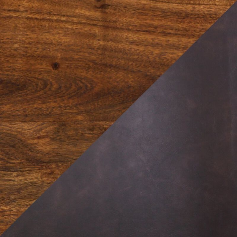 Jofran Five Piece Solid Acacia Dining Set with Upholstered Mid-Century Modern Chairs