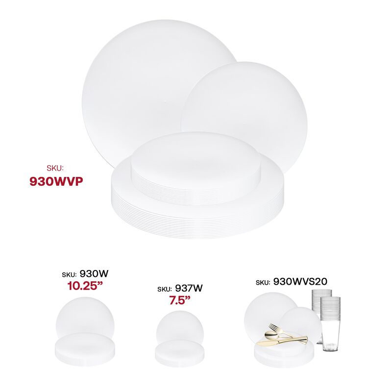 Solid White Organic Round Plastic Dinnerware Value Set (40 Sets) image number 6