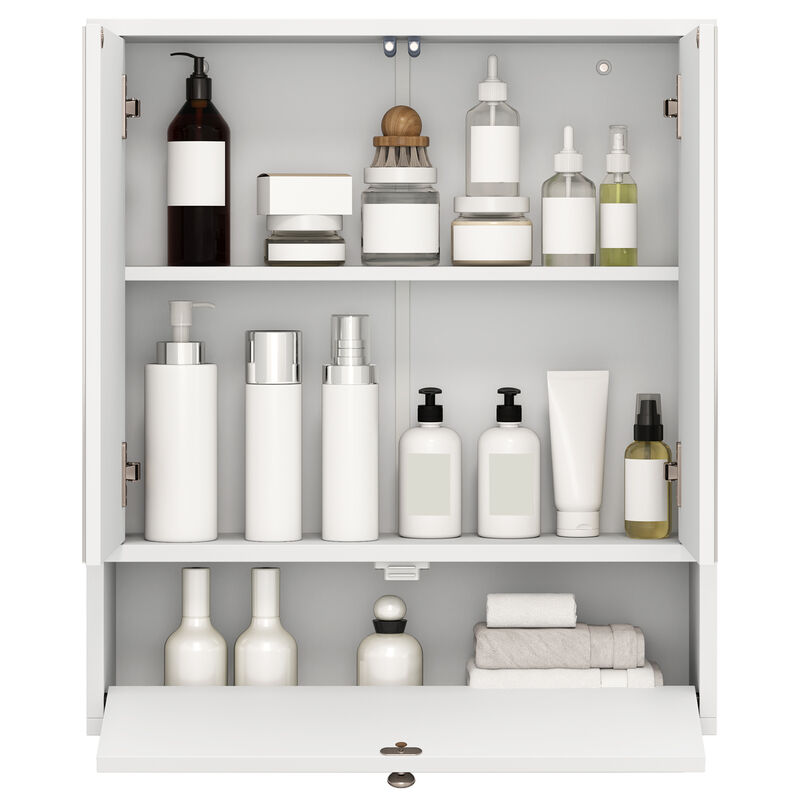 Wall-Mounted Bathroom Medicine Cabinet – Double Mirrored Doors and Internal Shelving