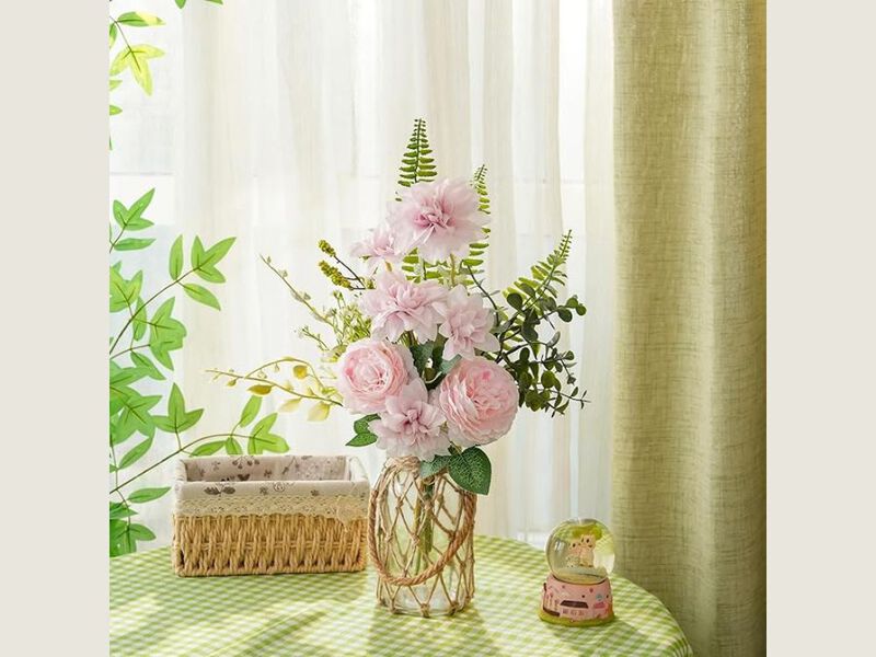 Pink Artificial Dahlia Flowers Vase Filler Light Arrangement image number 1